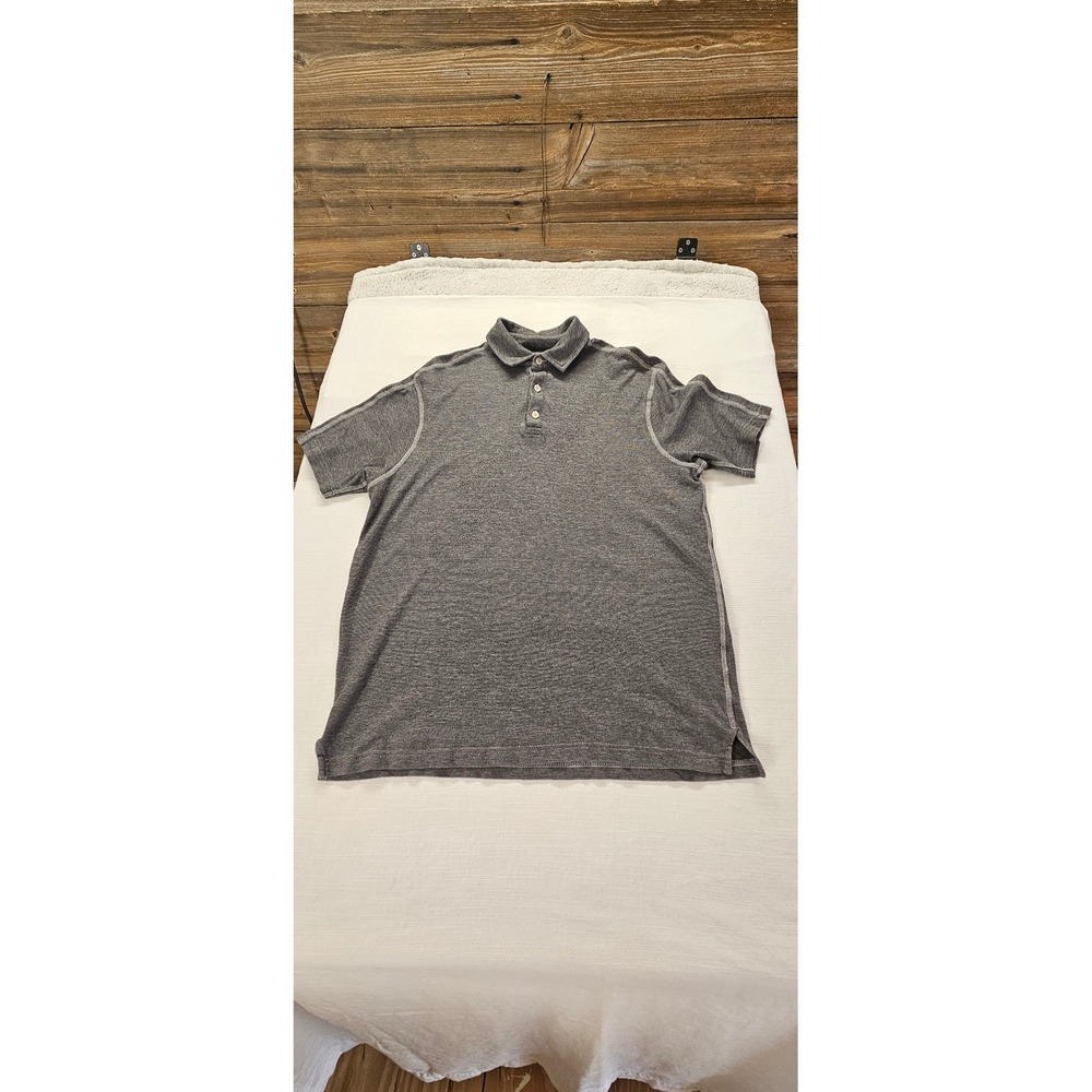 Cremieux Mens Supima Cotton Polo Shirt Gray Short Sleeve Contrast Stitch Size M